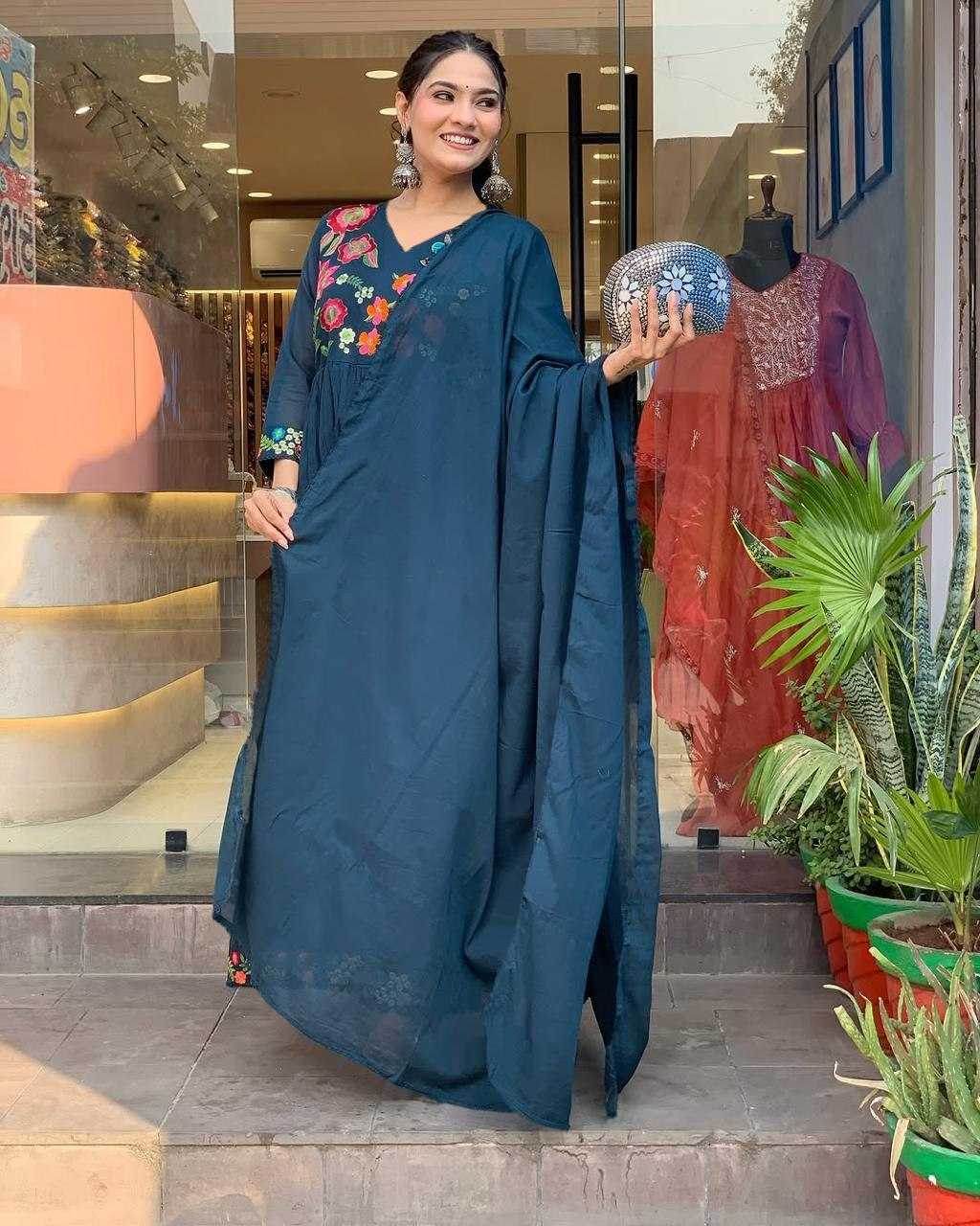 Soft Vichitra Embroidery Party Gowns - MYLUXURY LANE ENTERPRISE